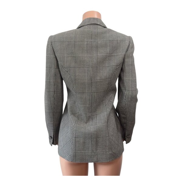 Carlisle Women's Houndstooth Blazer Jacket Size 6 100% Wool & Silk Made In Hong - Picture 6 of 12